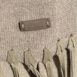 Armani Beige Knit Scarf with Fringe